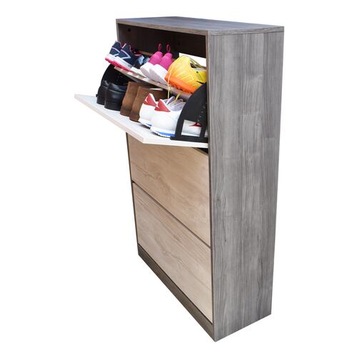 Organizador De Zapatos Hogare, Mueble Zapatero Madera, Venecia Funcional e Inteligente Gris Blanco
