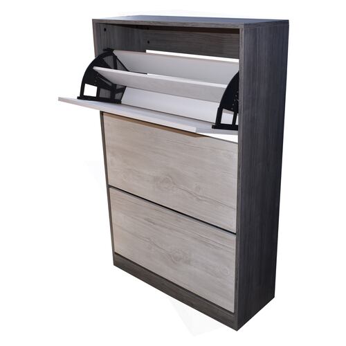 Organizador De Zapatos Hogare, Mueble Zapatero Madera, Venecia Funcional e Inteligente Gris Blanco