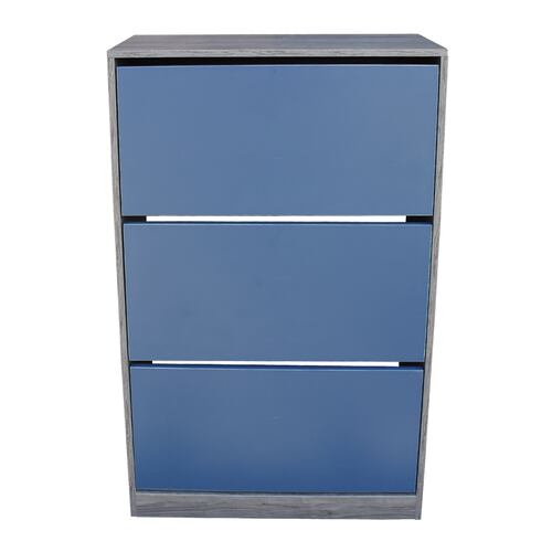 Organizador De Zapatos Hogare, Mueble Zapatero Madera, Venecia Moderno y Elegante Gris Azul