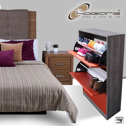 Organizador De Zapatos Hogare, Mueble Zapatero Madera, Venecia  Elegante e inteligente Gris Rojo