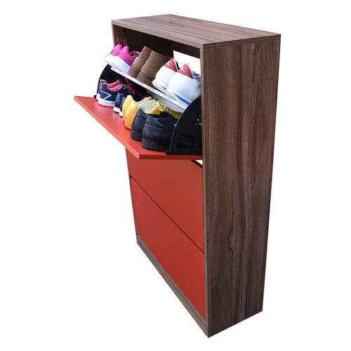 Organizador De Zapatos Hogare, Mueble Zapatero Madera, Venecia Elegante y funcional Parota Rojo