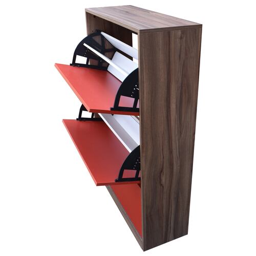 Organizador De Zapatos Hogare, Mueble Zapatero Madera, Venecia Elegante y funcional Parota Rojo