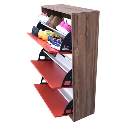 Organizador De Zapatos Hogare, Mueble Zapatero Madera, Venecia Elegante y funcional Parota Rojo