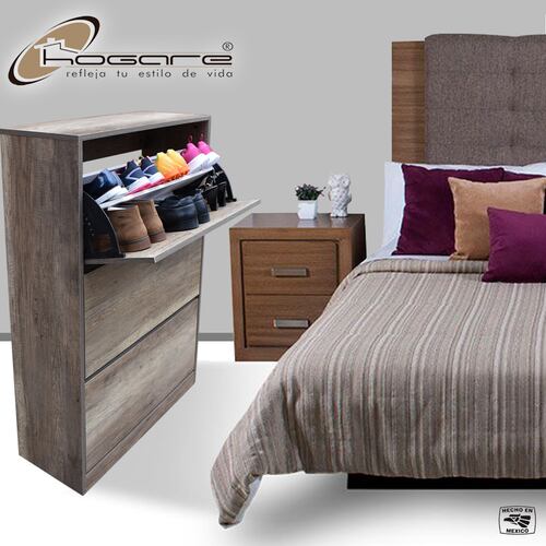 Organizador De Zapatos Hogare, Mueble Zapatero Madera, Venecia Moderno e Inteligente Rustik Wood