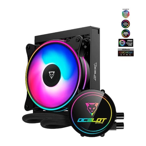 Enfriamiento Líquido Ocelot Gaming OEL120, ARGB, 120 mm, para Intel y AMD.