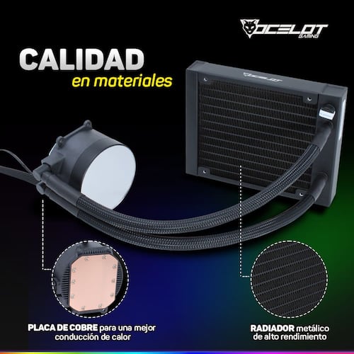 Enfriamiento Líquido Ocelot Gaming OEL120, ARGB, 120 mm, para Intel y AMD.