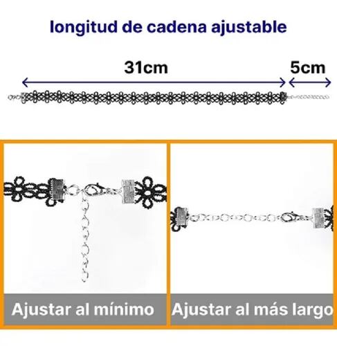 15 Gargantilla Choker Necklaces Negro Accesorios