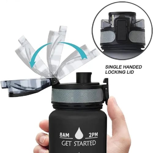 Botella De Agua Deportiva A Prueba De Fugas, Sin Bpa. 32 Oz Negro