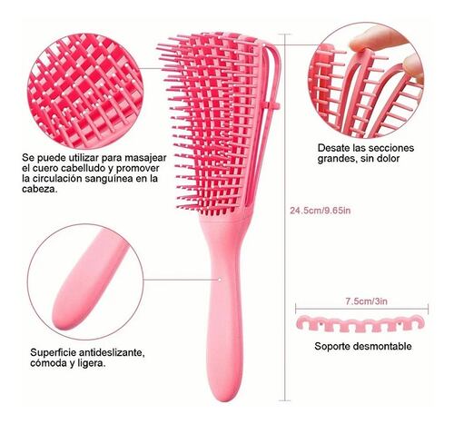 Cepillo Para Cabello Desenredar El Cabello Rizado Mujeres Rosa