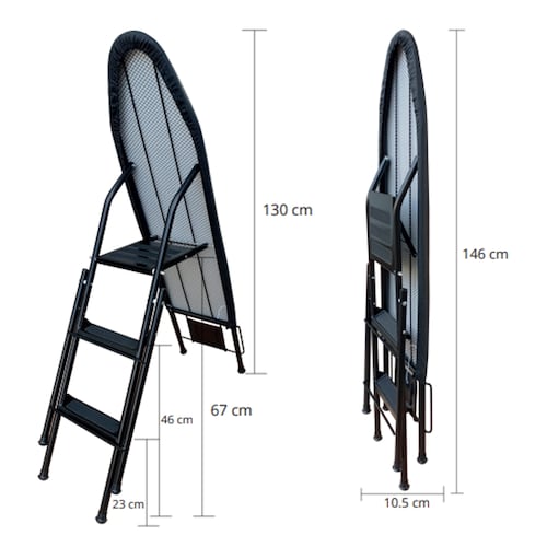 Burro Planchar Escalera Tres Niveles Brang Resistente Negro