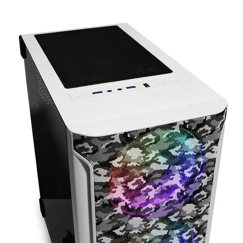Gabinete E-ATX, Yeyian Hollow Serie 2500, ARGB, sin Fuente, Cristal Templado, blanco.