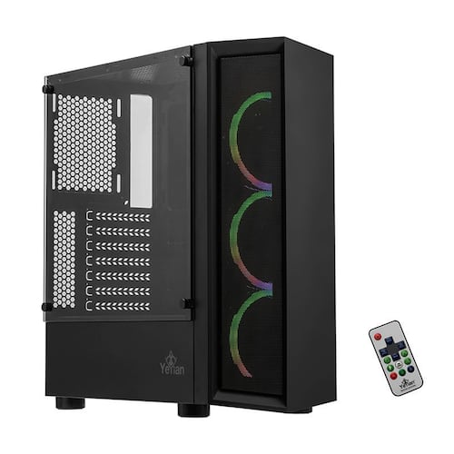 Gabinete ATX, Yeyian Ventle Serie Master, ARGB, sin Fuente, Cristal Templado, Negro.