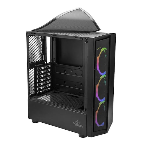 Gabinete ATX, Yeyian Ventle Serie Master, ARGB, sin Fuente, Cristal Templado, Negro.