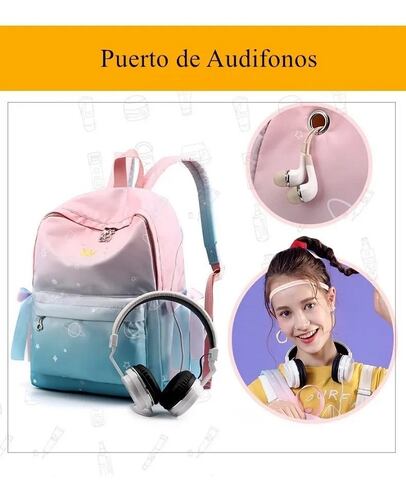 Mochila Escolar P/dama Niña Casual Color Azul