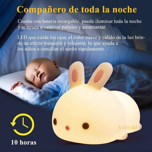 Lámpara Nocturna Táctil Con Sensor Conejo 