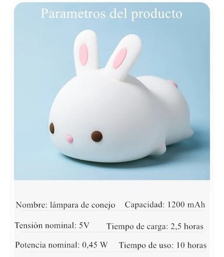 Lámpara Nocturna Táctil Con Sensor Conejo 