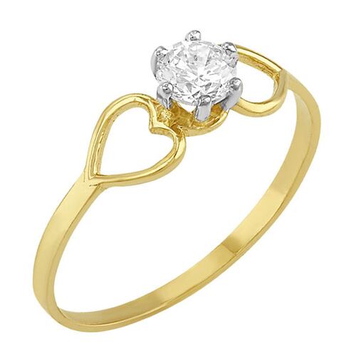 Anillo Solitario Para Niña elaborado de Oro macizo de 10 k 