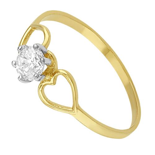 Anillo Solitario Para Niña elaborado de Oro macizo de 10 k 