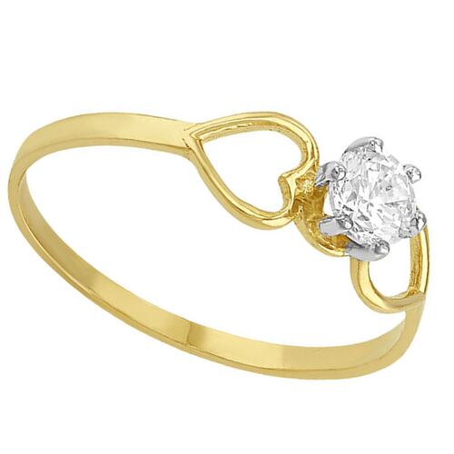Anillo Solitario Para Niña elaborado de Oro macizo de 10 k 