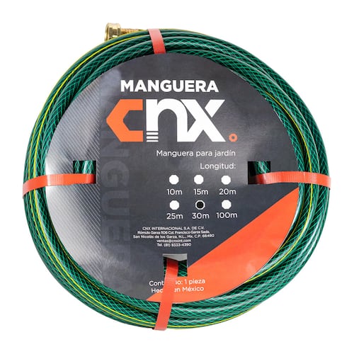 CNX Manguera Armada de 30m para Jardín, Conexiones de Latón