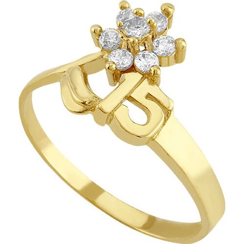 Anillo De Roseta XV Años Elaborado En Oro De 10k + Regalo