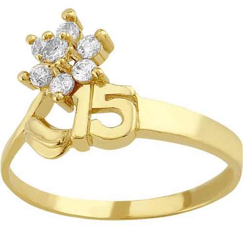 Anillo De Roseta XV Años Elaborado En Oro De 10k + Regalo