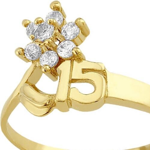 Anillo De Roseta XV Años Elaborado En Oro De 10k + Regalo