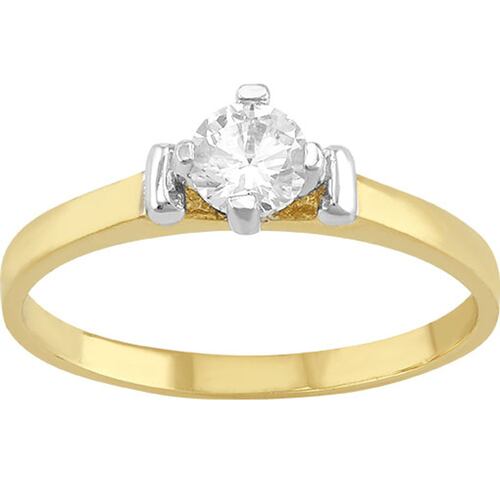 Anillo Solitario Con Zirconia En La Base Elaborado En Oro De 10 K