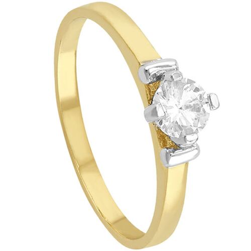 Anillo Solitario Con Zirconia En La Base Elaborado En Oro De 10 K