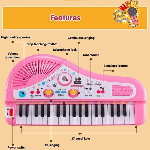Piano Electrónico Con Mini Teclado De 37 Teclas