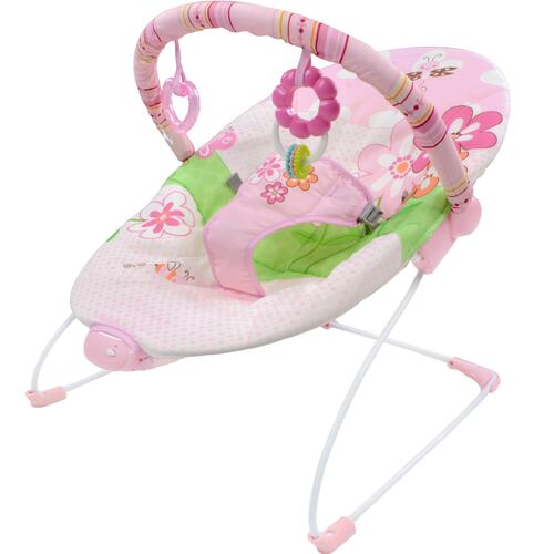 Bouncer Rosa/Verde Silla Mecedora Vibradora Para Bebe Portatil Juguetes