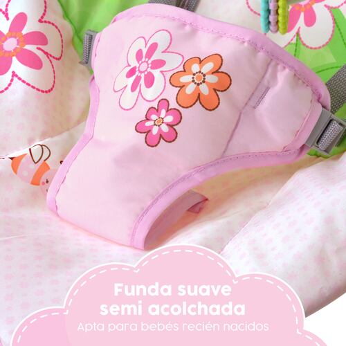Bouncer Rosa/Verde Silla Mecedora Vibradora Para Bebe Portatil Juguetes