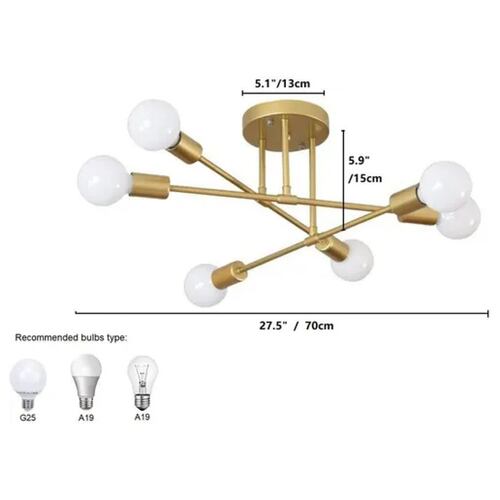 Lámpara De Techo Moderna Sputnik De 6 Luces Para Dormitorio