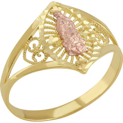 Anillo De La Virgen De Guadalupe Rosa Elaborado En Oro De 10 K.