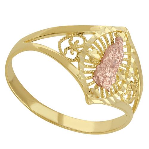 Anillo De La Virgen De Guadalupe Rosa Elaborado En Oro De 10 K.