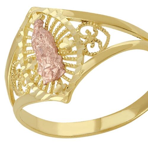 Anillo De La Virgen De Guadalupe Rosa Elaborado En Oro De 10 K.