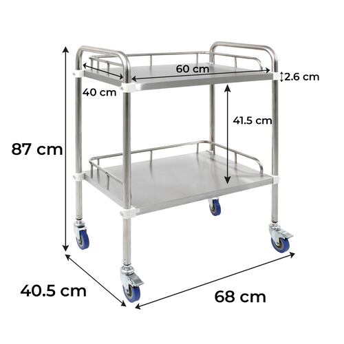 Mesa Auxiliar Multiusos Estetica Spa 2 Charolas Acero Inox