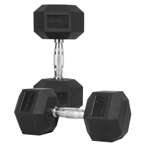 Kit 2 Mancuernas Hexagonales Acero Forro De Neopreno 40 lbs