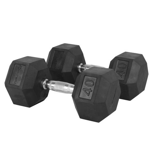 Kit 2 Mancuernas Hexagonales Acero Forro De Neopreno 40 lbs