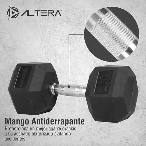 Kit 2 Mancuernas Hexagonales Acero Forro De Neopreno 40 lbs