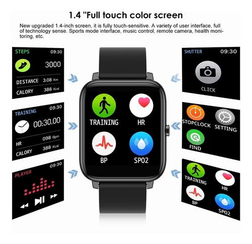 Reloj Inteligente Deportivo Bluetooth Impermeable Negro