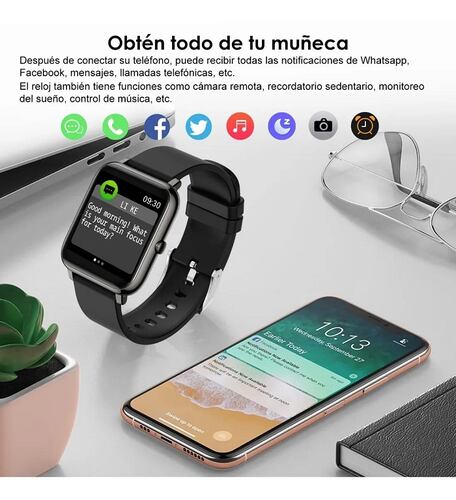 Reloj Inteligente Deportivo Bluetooth Impermeable Negro
