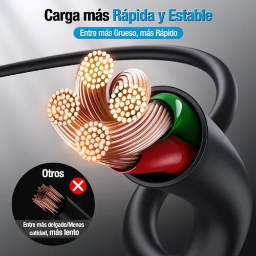 Paquete 10 Piezas Cable Usb V8 1m 2.1a Carga Rapida 1hora