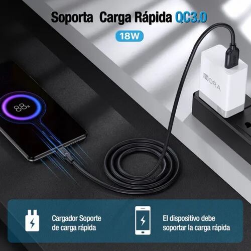 Paquete 10 Piezas Cable Usb V8 1m 2.1a Carga Rapida 1hora