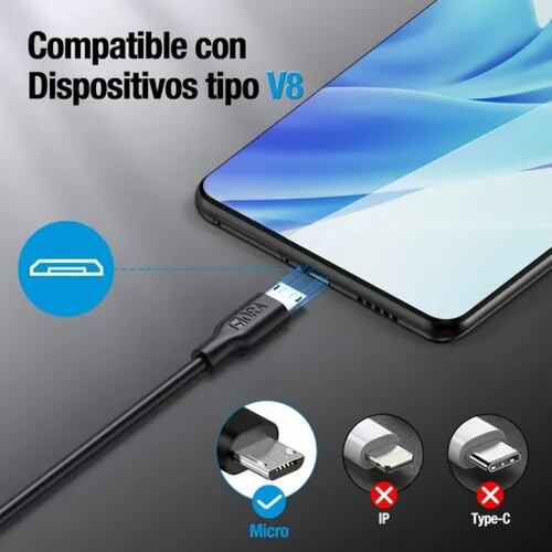 Paquete 10 Piezas Cable Usb V8 1m 2.1a Carga Rapida 1hora