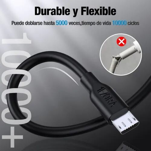 Paquete 10 Piezas Cable Usb V8 1m 2.1a Carga Rapida 1hora