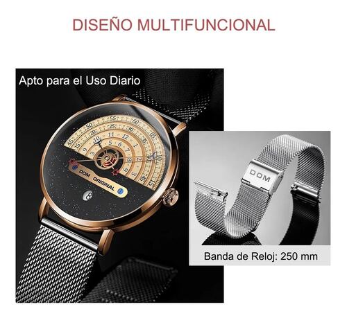 Reloj De Pulsera De Acero Inoxidable Con Fecha Analógica Dorado