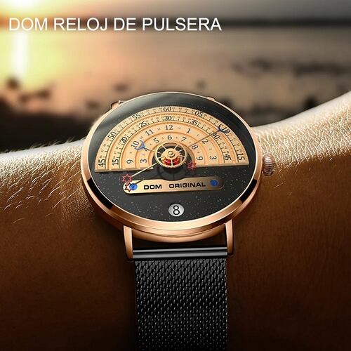 Reloj De Pulsera De Acero Inoxidable Con Fecha Analógica Dorado