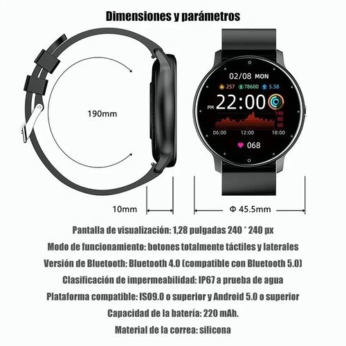 Reloj Inteligente Bluetooth Impermeable Negro