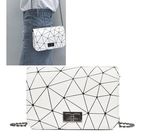 Bolsa Pequeñas Dama  Geometrica De Bolso Blanca